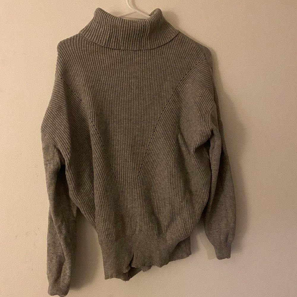 Oversized Grey Turtleneck Sweater
